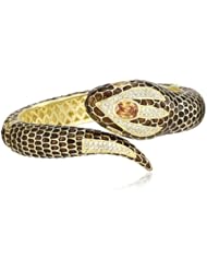 CZ by Kenneth Jay Lane "Animal" 8 Cttw Hinged Enamel and Cubic Snake Bracelet