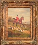 Horse and Harrier Full Action Chase - Oil - Rothschild - 20x24