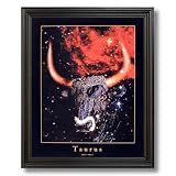 Taurus Bull Horn Zodiac Sign Astrology Home Decor Wall Picture Black Framed Art Print