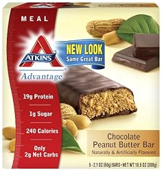 Atkins Advantage Bars, Chocolate Peanut Butter,  2.1-Ounce Bars 5 count, (Pack of 2)