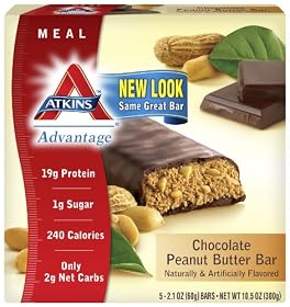 Atkins Advantage Bars, Chocolate Peanut Butter,  2.1-Ounce Bars 5 count, (Pack of 2)