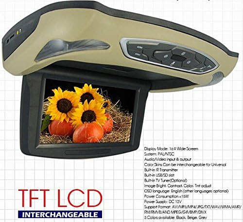 iVecle DV-1018 Roof Monitor with Built-in DVD Player, 10.1-Inch High Resolution Super Slim / LED / HD Display Screen, Built-in IR &amp; FM Transmitter / Loudspeakers, 3 Colors Interchangeable Housing