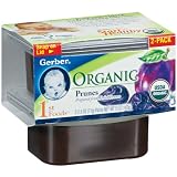 Gerber 1st Foods Organic Prunes, 2-Count, 2.5-Ounce Tubs (Pack of 8)