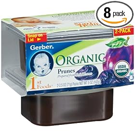 Gerber 1st Foods Organics Prunes, 2-Count, 2.5-Ounce Units (Pack of 8)