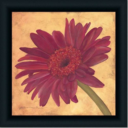 Burgundy Gerber Daisy Sign Modern Wall Art Print Framed