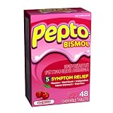 Pepto-Bismol Cherry Chewables 5 Symptom Relief including Upset Stomach & Diarrhea 48 Count