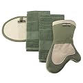 Kitchen Towel and Pot Holder Moss Green 4-pc. Set