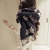 ストール 大判 レディース フリンジ マフラー 両面使える 星柄 羽織り カシミヤタッチ 秋冬 ひざ掛けwj300202 [並行輸入品]