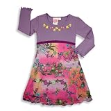 Lipstik - Toddler Girls Long Sleeve Knit Dress, Purple, Multi