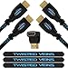 Twisted Veins Two (2) Pack of (6 ft) High Speed HDMI Cables + Right Angle Adapter and Velcro Cable Ties (Latest Version Supports Ethernet, 3D, and Audio Return)