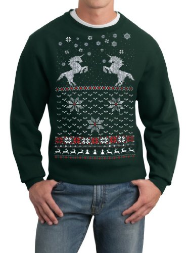 Skip N' Whistle Men's Ugly Christmas Sweater Unicorn Pullover Sweatshirt