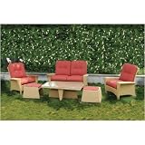 Sabbia Wicker Lounge Set With Coffee Table And Ottomans