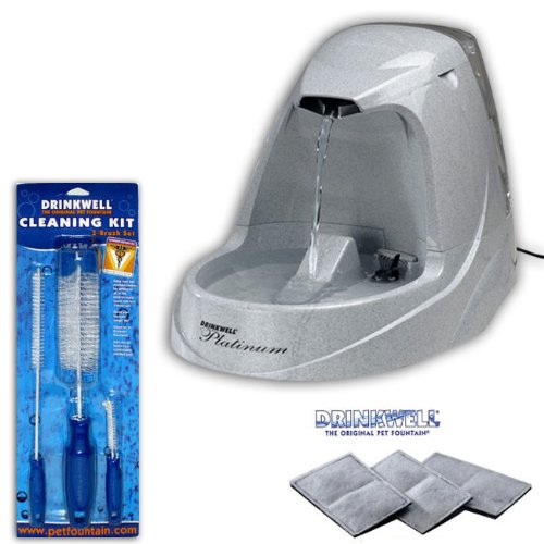 Drinkwell Platinum Pet Fountain, plus - Original 2-Chamber Replacement Filter, plus - Drinkwell Pet Fountain Cleaning Kit