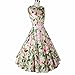 Eastabile Women Vintage 1950s Floral Crew-Neck Sleeveless Dress