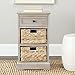 SAFAVIEH Home Collection Carrie Vintage Grey / Natural Wicker 3-Drawer Storage Nightstand Side Table (Fully Assembled)
