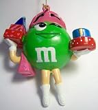 M&M Candy Green Girl M&M Purse & packages Christmas Ornament