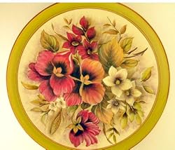 Hand Painted Hanging 10" Red Pansy Wall Plate