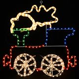 Festive Coloured Mains Voltage Train Rope Light & White Metal Frame