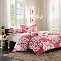 Folklore Raspberry Big Print Comforter Set Size: Full/Queen