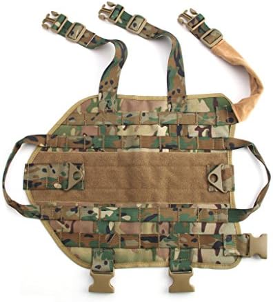 SinoWare Tactical Dog Molle Vest Harness Training Dog Vest Small Multicam