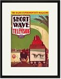 Black Framed/Matted Print 17x23, Short Wave and Television: Televised Horse Racing