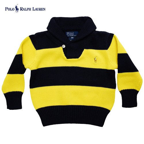 [ポロ ラルフローレン]Polo RalphLauren Striped Shawl Sweater /ショールカラー ボーダー ニット セーター 18ヶ月 90cm