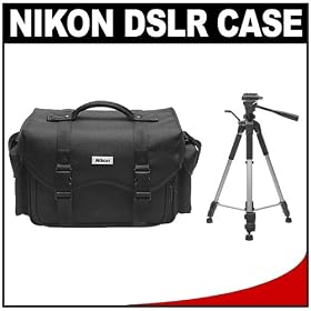 Nikon Digital & Film SLR System Case Gadget Bag + Deluxe Tripod for D3s, D3x, D200, D5000, D3000, D300s, D300, D200, D90, D40x & D40