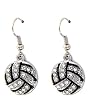 Silvertone Clear Rhinestone Volleyball Dangle Earrings Fashion Jewelry