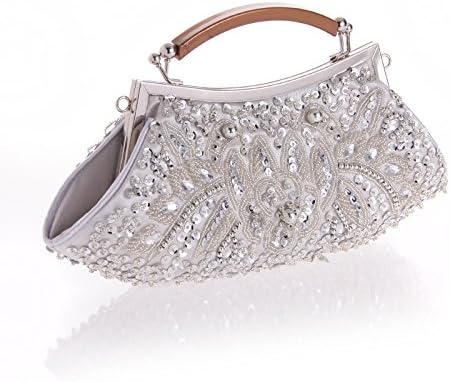 Eoffer 2016 Fashion Women's Clutches Chain Evening Bags Sequins Beaded Bridal Clutch Purse Luxury Mini Handbag Party (silver)
