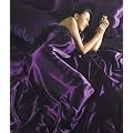 Satin Aubergine, Purple, Plum Plain King Size 6Pce Complete Bedding Duvet Cover Set