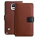 Fosmon Note 4 Wallet Case - CADDY-CLASSIC Leather Wallet Stand Case for Samsung Galaxy Note 4 (Brown)