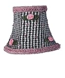 Black Check Pink Rosebuds Chandelier Shade
