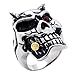 KONOV Gothic Biker Skull Men's Stainless Steel Ring, Silver Red Black