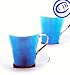 Copco - Wild Leaf Tea Co. - 4 Piece Blue & Steel Tempo Circle Tea Cup & Saucer Set