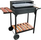 Holzkohlegrill hochwertig mit Holzablage und stabilem Grillgehäuse-KMfiremaker