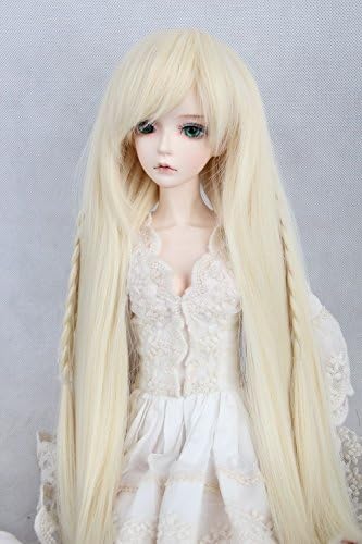 Fashion Kingdom® 1/3 8''-9'' Lolita Princess Long Curly Wavy Yellow BJD Doll Wig with double tails straight hair wig for SD Dollfie Dream AOD DOD DK Volks Hair Girl Gift High Quality Baby Accessory
