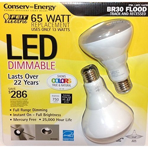 Feit Electric 65 Watt LED BR30 Flood Track and Recessed 2 Pack (144785) jkfndkngk
