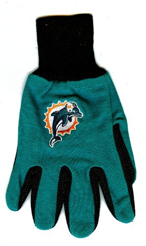 Miami Dolphins Mens Utility Work Gloves with NFL Football Team Sports Team Logo