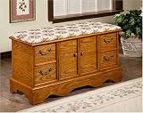 Oak Cedar Chest Hope Chest with Floral Tapestry Top By Powell Furniture