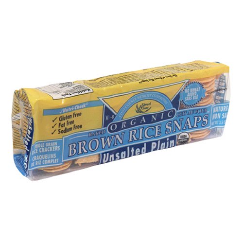 Brown Rice Snaps, Unsalted Plain with Organic Brown Rice, 3.5-Ounce Packs (Pack of 12)