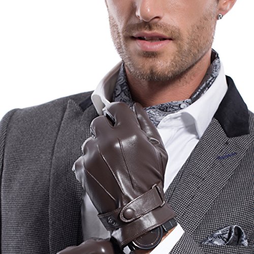 MATSU Men Winter Super Warm Lambksin Leather Gloves M2011