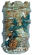 Bamboo vase with cicada - hand glazed ceramic
