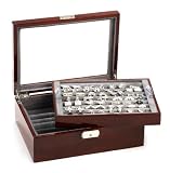 Deluxe Cufflinks Collector's Storage Case Mahogany Oak