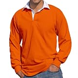 Front Row Long Sleeve Rugby Shirt, Orange, S