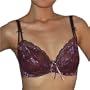Womens Perfect Fit Grey & Purple Padless Underwire Bra (Size: 34D)