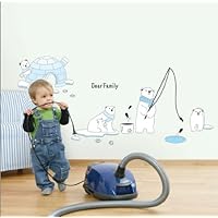 Polar Bear Family Nursery/Kids' Room Peel and Stick Wall Sticker Decals
