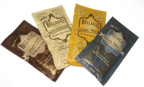 BELLAGIO Gourmet Mocha Hot Cocoa Chocolate 4 Pack Set: Truffle, Vanilla, White Chocolate... by Caffe D'Amore