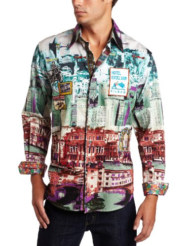 Robert Graham Men's Vista Long Sleeve Knit, Multi, Medium