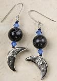 Blue Goldstone and Moon Earrings