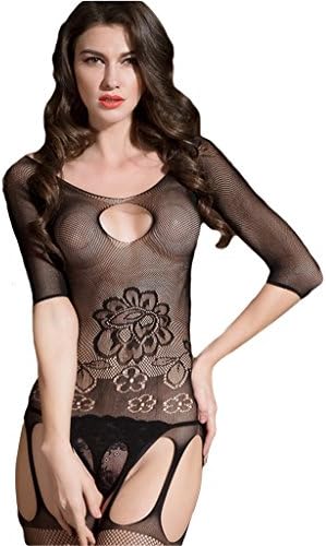 Yujiao Sexy Lingerie Fishnet See Through Open Crotch Body Stocking